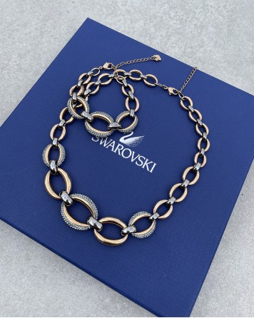 Set náhrdelník a náramek Swarovski růžový s oky